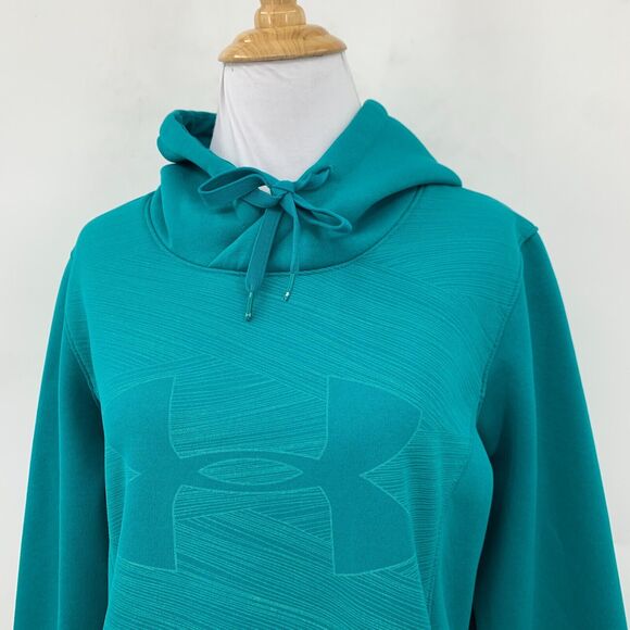 Under Armour Storm Hoodie Womens M Medium Bluegrass Semi Fitted ColdGear Fleece - Picture 3 of 13